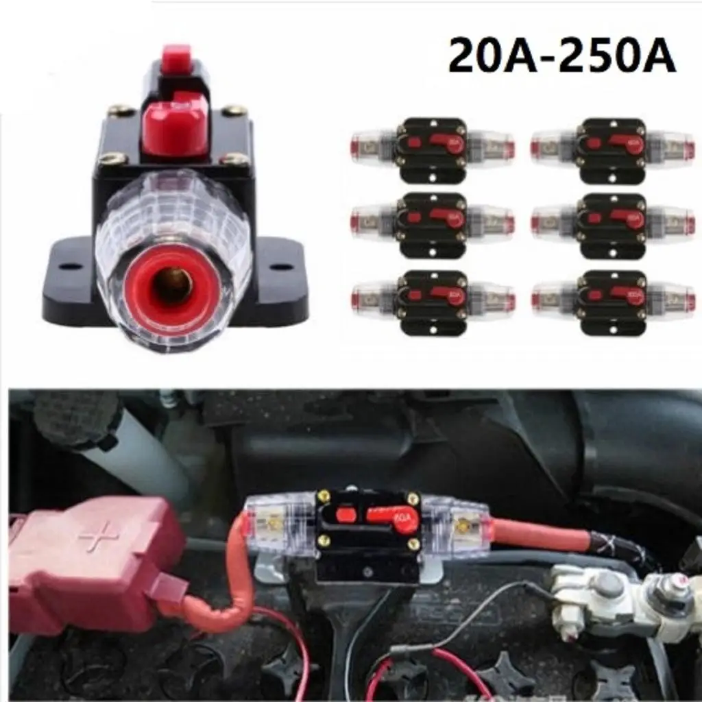 

12V-24V Inline Auto Circuit Breaker 20A AMP Manual Reset Stereo Audio Fuse Holder