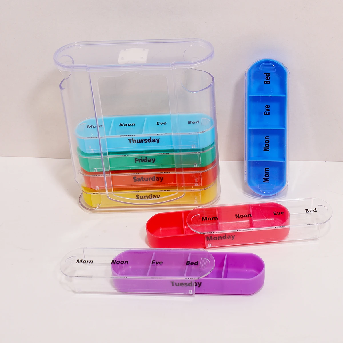 Weekly Pill Organizer with 4 Daily Compartments - Portable Medicine Box