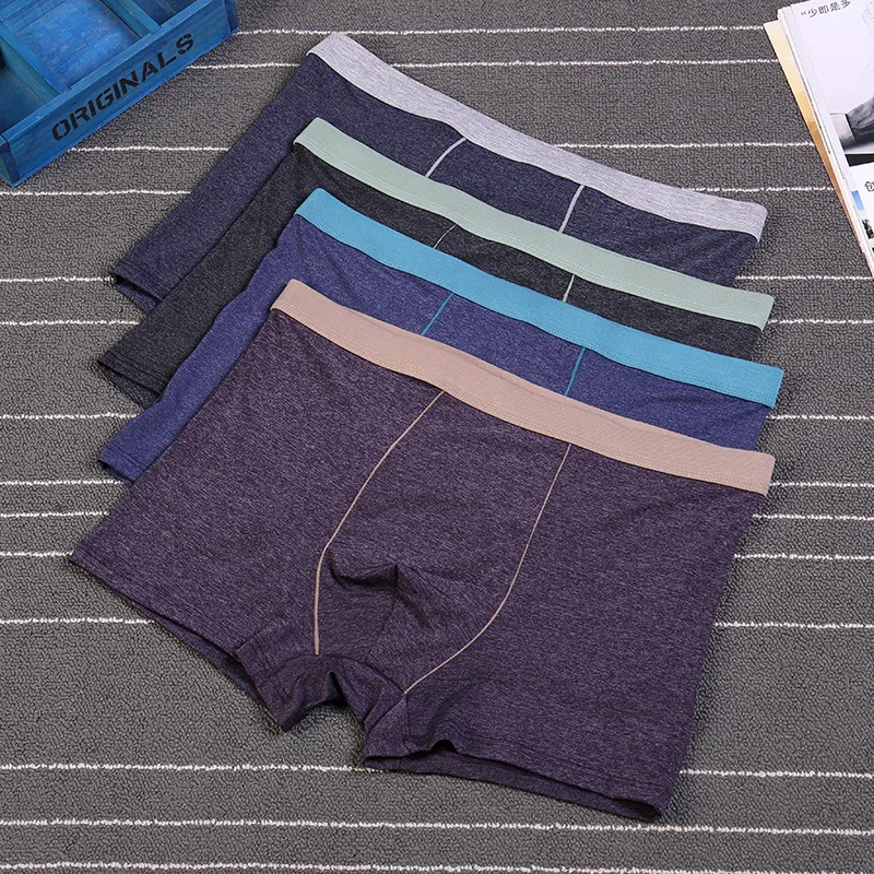 

4Pcs/lot Men's Boxer U Convex Ice Silk Underpants Summer Fashion Comfortable Shorts Panties Solid Breathable Underwear 45-100kg