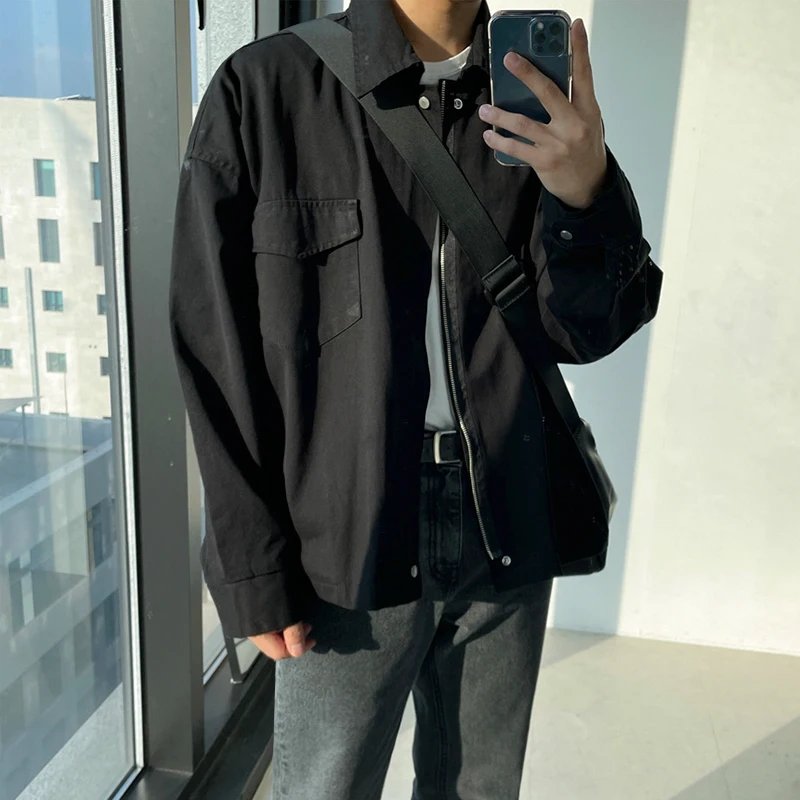 

Outdoors Cargo Jacket Man Loose Multi Pocket Varsity Jackets Fashion Spring Windbreak Coat Solid Color Casual Outwear S19
