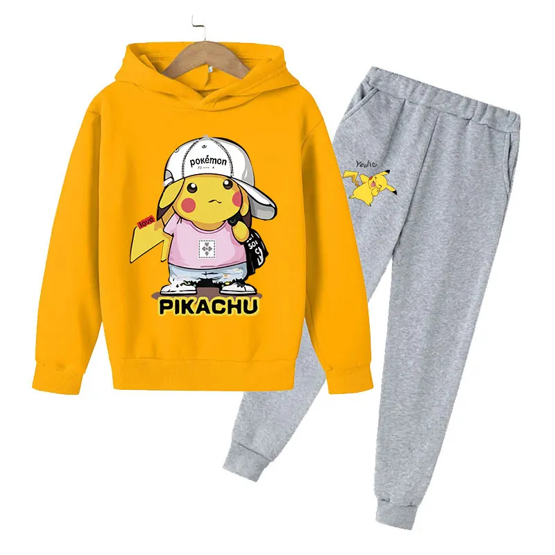 newborn baby clothes set girl 2022 New Trend Children's Clothing Set Pikachu Print Long Sleeve Hoodie + Pants Boys and Girls Cotton Suits Children's Casual We baby outfit sets girl