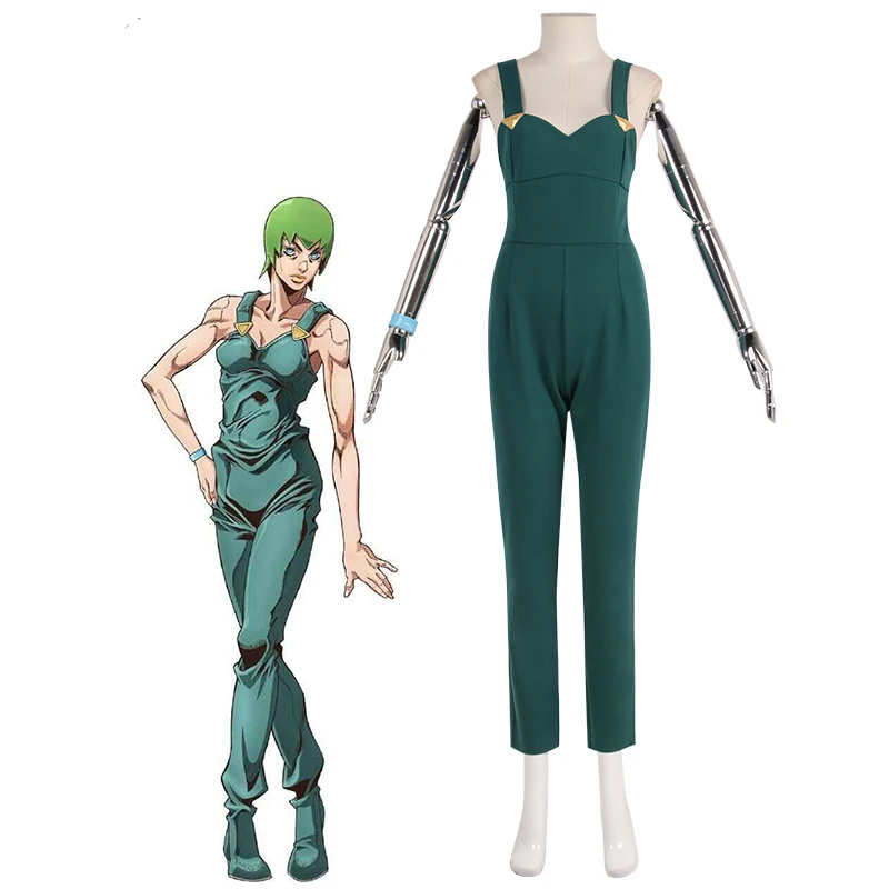 Stone Ocean Foo Fighters Cosplay Costume F.F.Green Jumpsuit