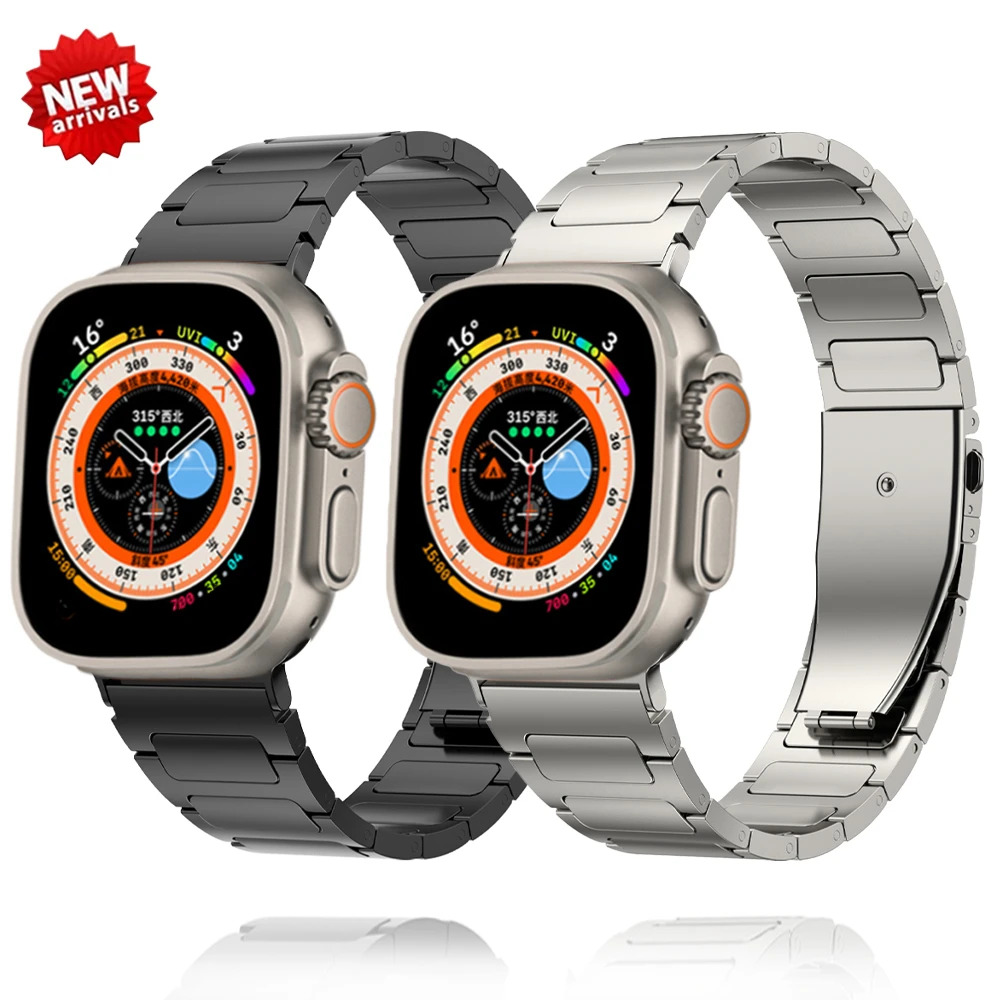 

Титановый мужской браслет для Apple Watch 9 8 7 band series 6 5 4 se 45 мм 41 мм, ремешок для iWatch Ultra 2 49 мм 42 44 38 40 мм