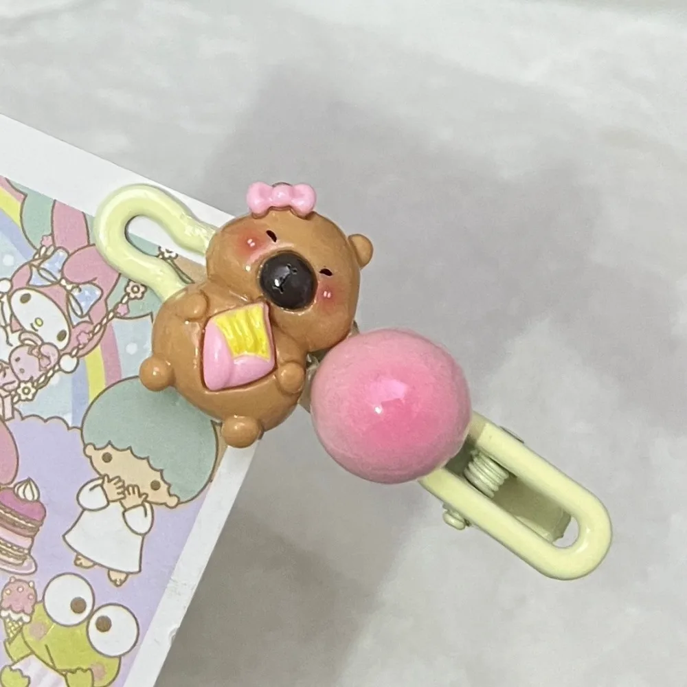 

Бант капибара заколка для волос Цветущая персиковая ваза Утконос Симпатичные животные боковые зажимы полимерные цветы искусственные ежедневные