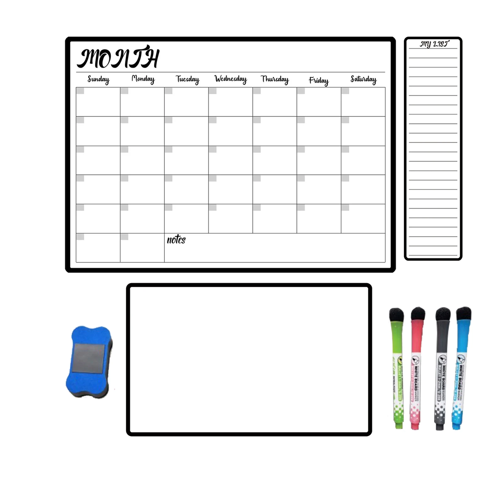 

Home Office Wipeable Marker Pens Multifunction Monthly Calendar For Fridge Dry Erase Magnetic Whiteboard Planner Set School