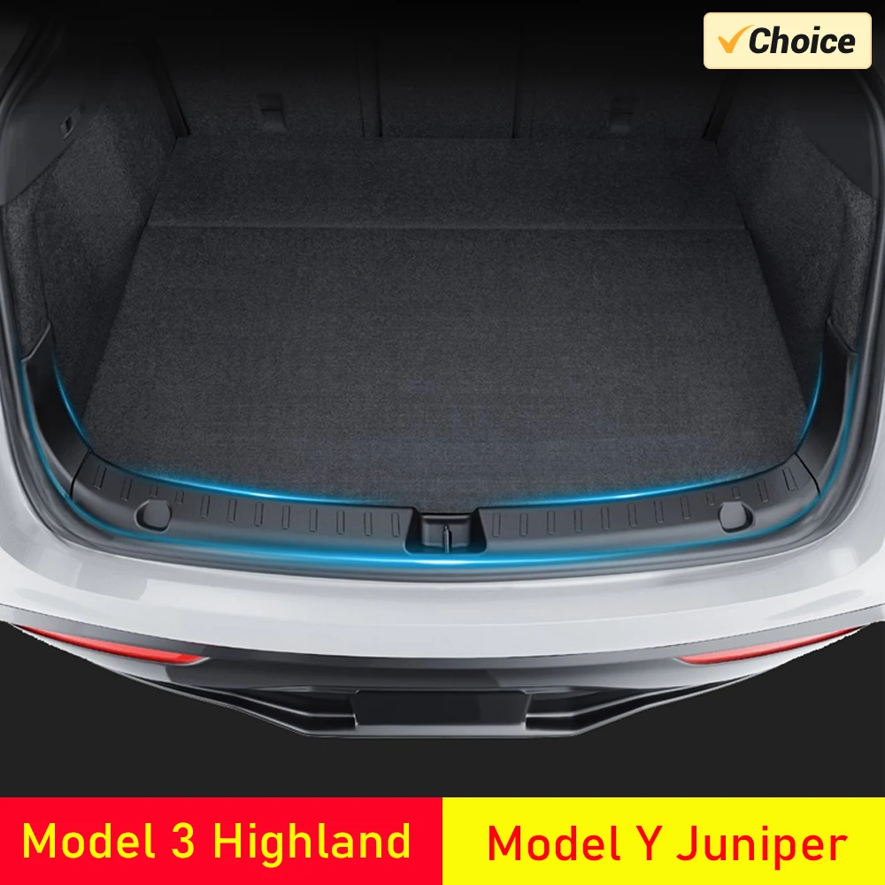 USVOTOV Trunk Sill Guard & Rear Bumper Protector for Tesla Model Y Juniper/Launch & Model 3 2024–2025 – TPE Cargo Mat Accessories 1