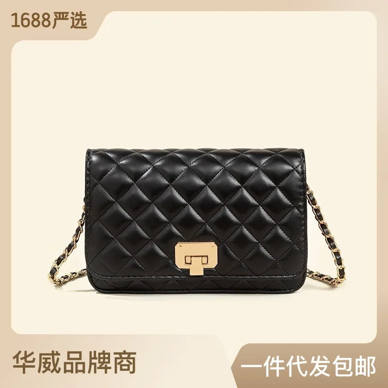

2024 New Fashion Lingge Chain Women's One Shoulder Crossbody girl shop small shoulder bag handbags bags female