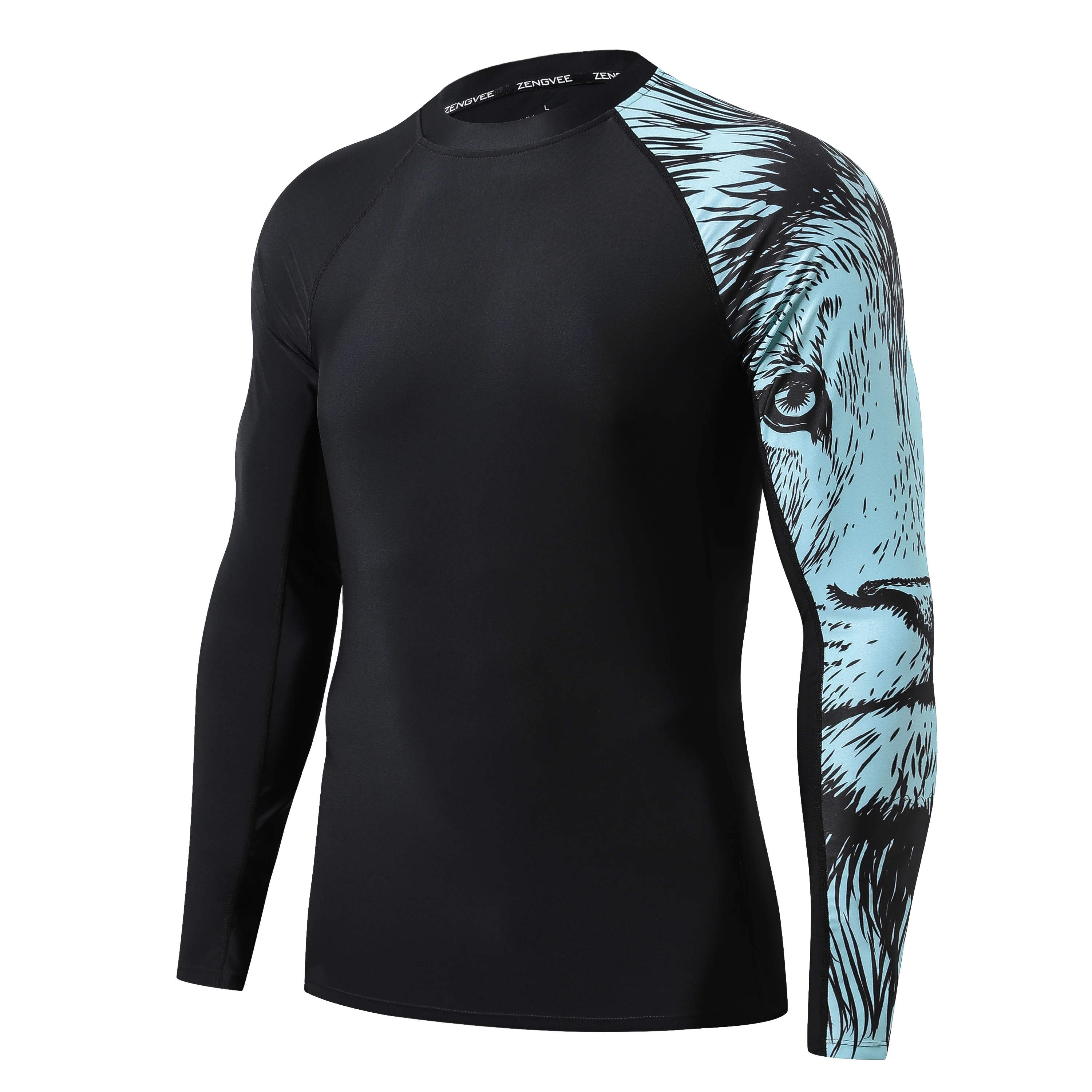 Men's Long Sleeve Surf Swimming Shirts Sun Protection UPF 50+ Hiking Shirts  Baselayer Splice Fishing Shirt Compression Quick Dry