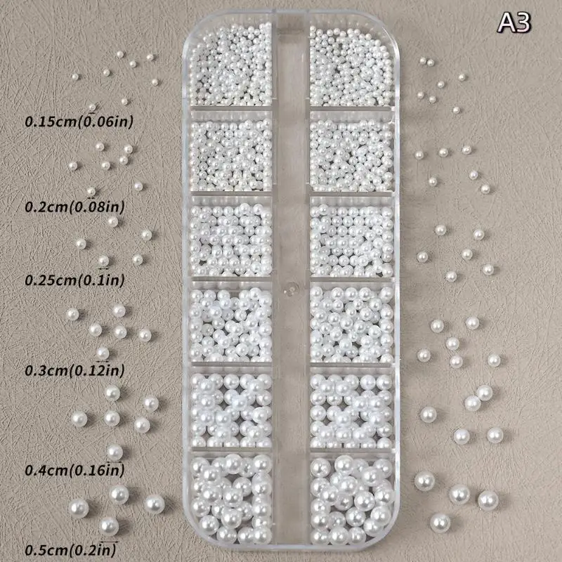 12-Grid Mixed Pearl and Rhinestone 3D Nail Art Decoration Set