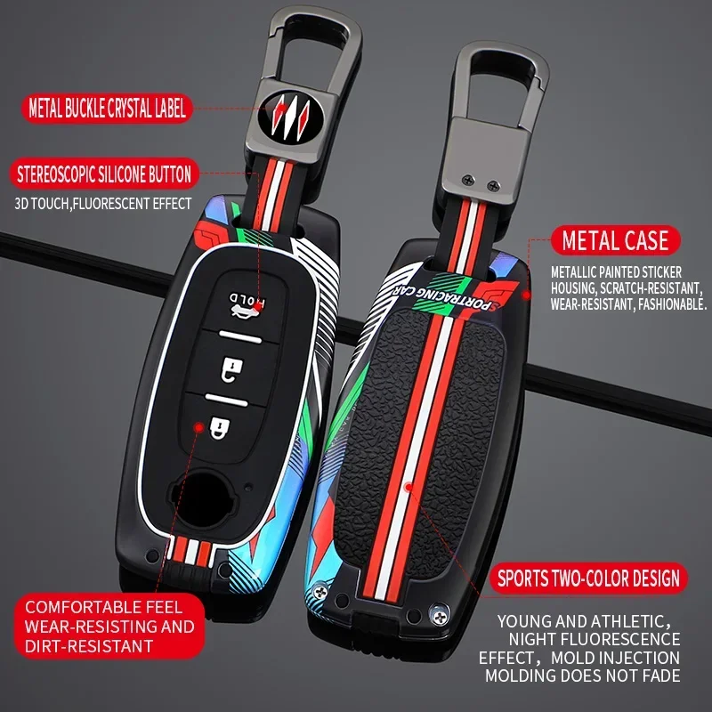 Key Case Key Case Cover Car Key Shell Car Key Chain Racing Style Metal Car Key Case Fob Cover For Nissan X-trail T33 Qashqai J12 Teana Altima Ariya Juke Kicks Sakura 2025