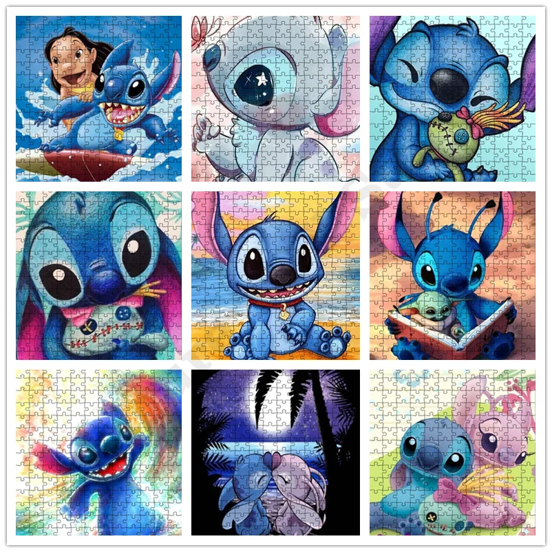 Diy Puzzle Lilo & Stitch Puzzle Photo Anime Puzzle 300 500 1000 Pieces Adult Toy Kid's Gift Father's Day Gift Home Decor large bamboo box with combination lock decorative box for home great father day gifts locking storage bamboo box with glass jar