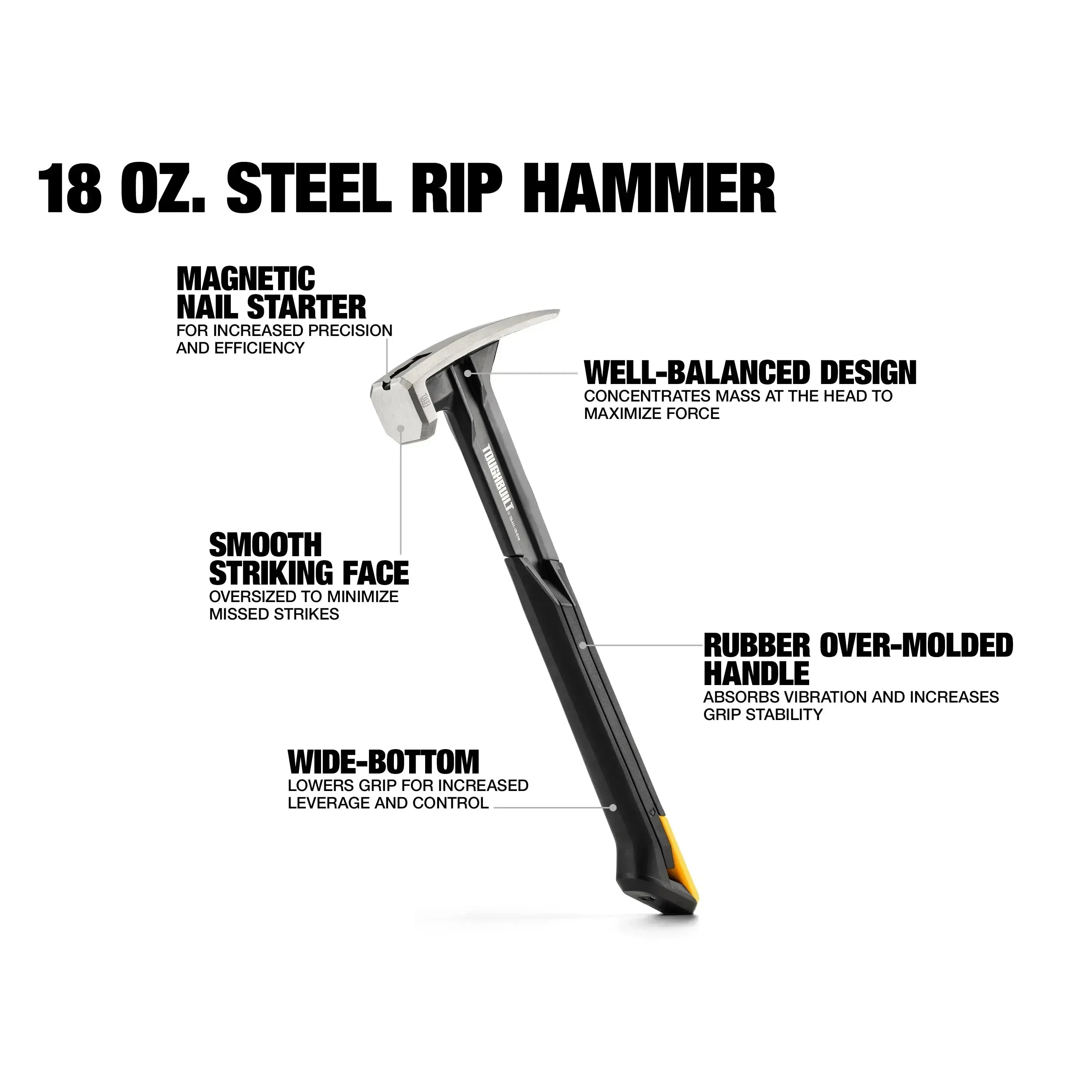 TOUGHBULILT TB-H1-1R-S16 TB-H1-1R-S18 16/18 oz sheep horn hammer integrated hammer industrial hammer woodworking starting hammer 4