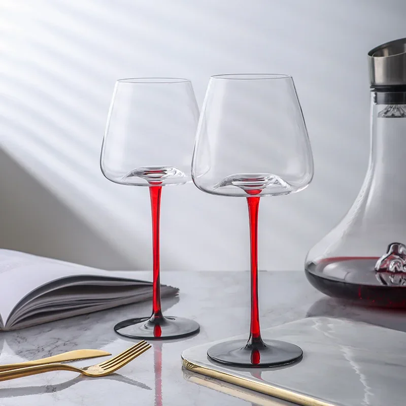 2pcs Concave Bottom Red Wine Glass European Wine Glasses Set Crystal Cup Bordeaux Burgundy Champagne Drinkware Goblet Gift glass drinkware