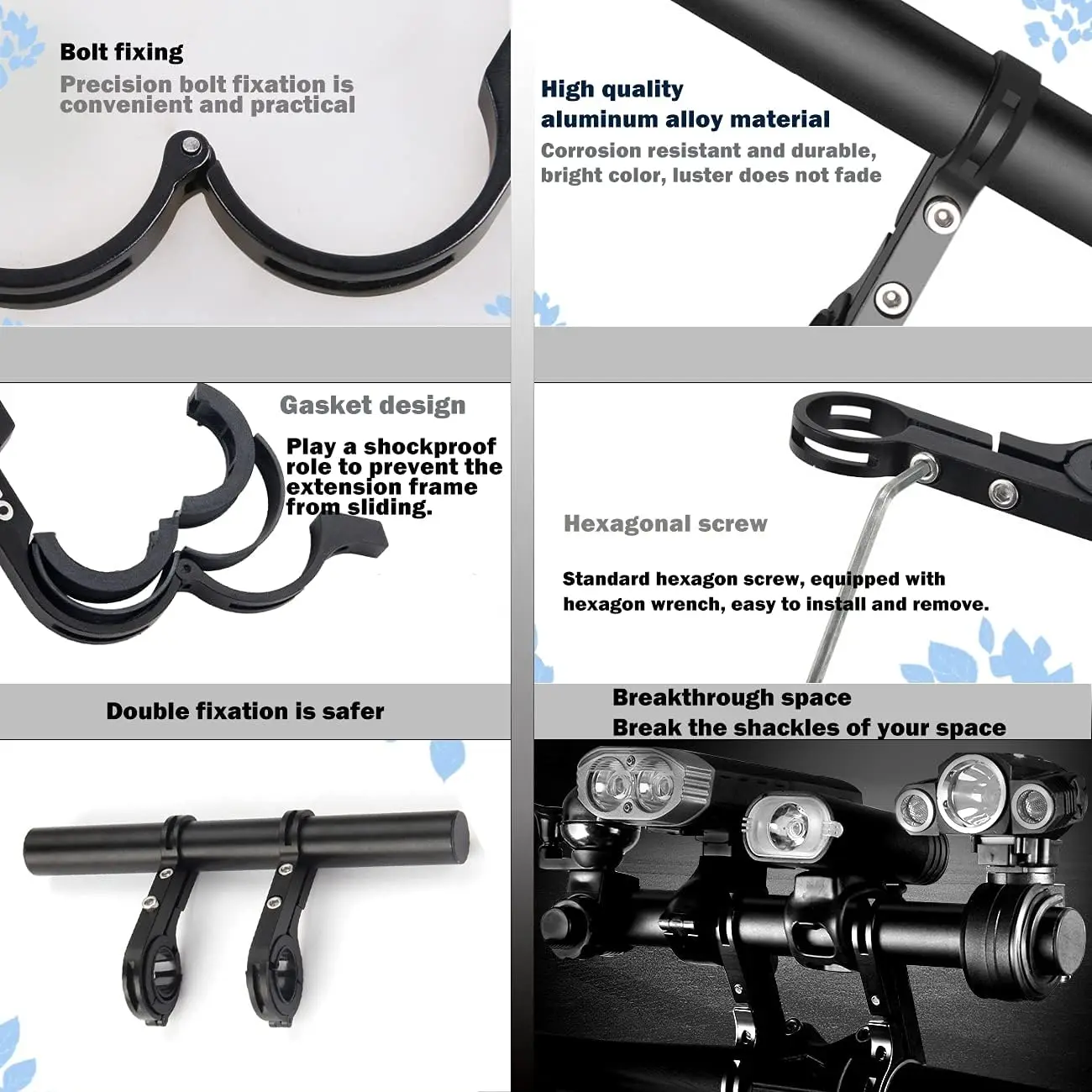 Bicycle multi-function extension extension rack aluminum alloy handlebar extender rack used for stopwatch lamp bracket