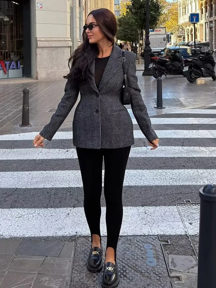 Women's Suit Pants Two-Piece Set Elegant Long Sleeve Blazer Coat + Straight-Leg Pants 2 Pieces Sets Streetwear Chic Woman Outfit