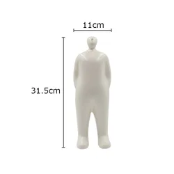 Minimalist Ceramic Character Statue - Modern Porcelain Desk Ornament and Abstract Sculpture Decor (White - L)