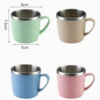 Double Layer Anti-scalding Stainless Steel Cups Plastic Handle Coffee Milk Mug Tea Drinks Water Cup for Home Office Tumbler 6