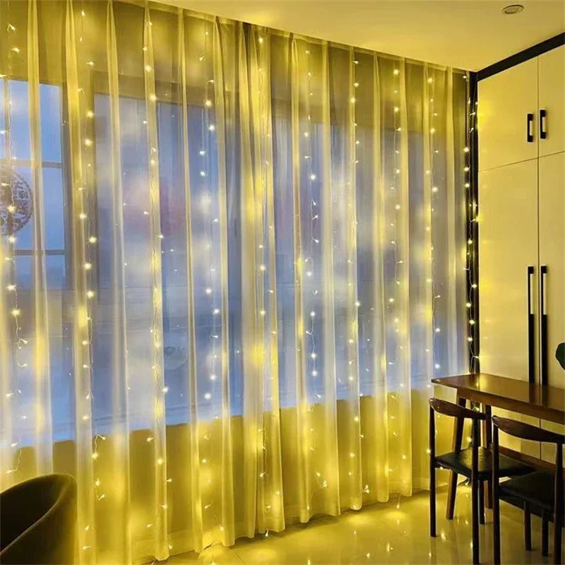 Description Picture 5 of item3/6M USB LED Curtain 8Modes Remote Control String Lights Holiday Wedding Fairy Garland Lights For Bedroom Living Room Decor