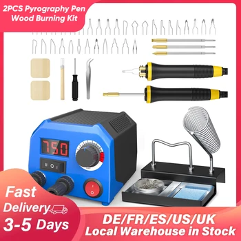 220V Wood Burning Kit with 2Pcs Pyrography Pen Welding Wire Top,Wood Burner Pyrography Machine Adjustable Temperature Max 1382℉ 1