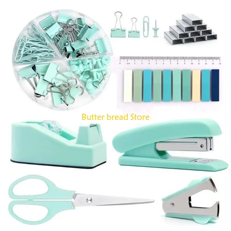 W89C 파일 용지 문서 정리용 다목적 사무용품 세트, 책상 스테이플러, 리필 및 리무버 세트