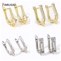 18K Gold Plated Brass Ear Wire Fixture Shvenzy Basic Earring Hooks For DIY Handmade Women Zircon Earrings Making Accessories