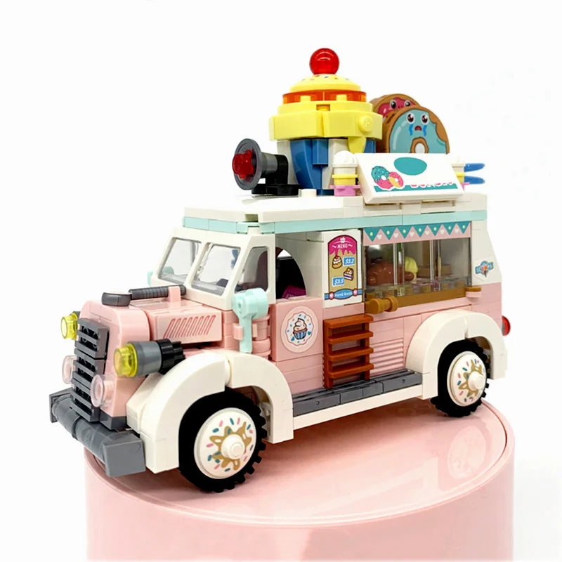 

Mini Building Block Car Set Toys DIY Creative Street Ice Cream Sales Car Assembly Ornaments Adults and Children Toys Gifts