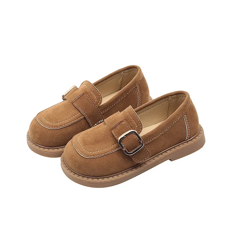 Fashion Kids Leather Shoes Simple Solid Color Girls Causal Children Shoes Retro Moccasins Princess Flat Shoes Versatile Non-slip 6