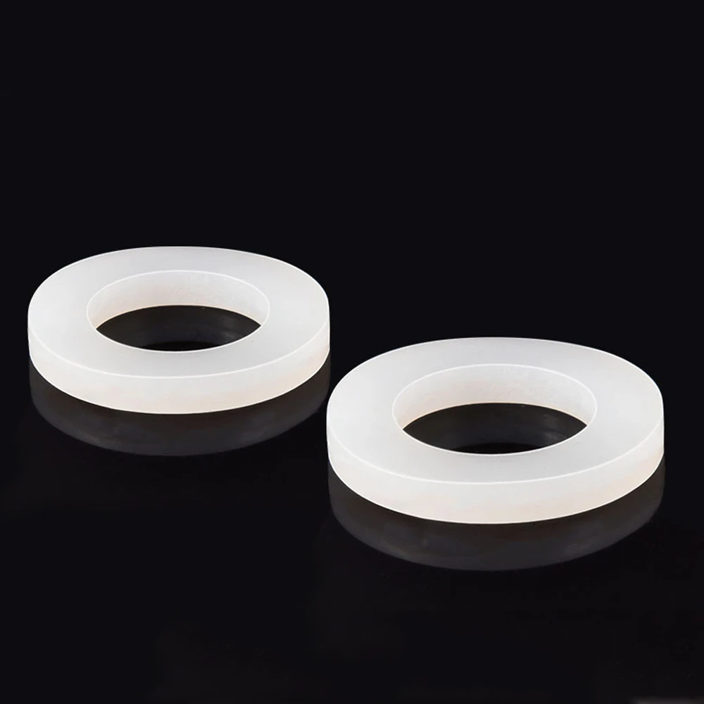 Juntas planas de goma de silicona de grado alimenticio, 10 piezas, 18mm  diámetro exterior-40mm, juntas tóricas blancas, arandelas de sellado, 3/5mm  de