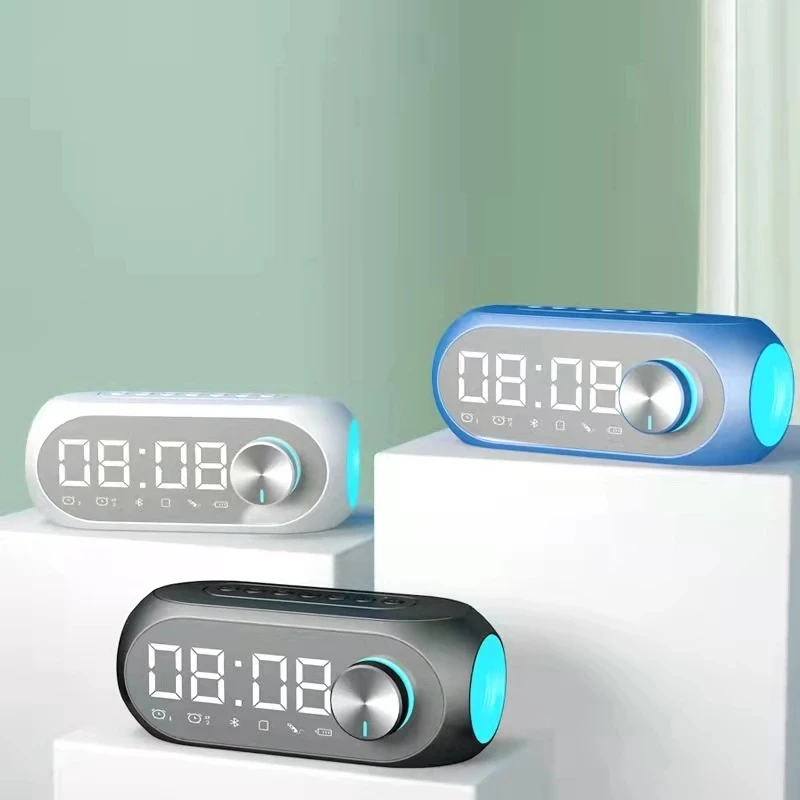 Alarm Clock Radio FM Bluetooth Speaker Portable Subwoofer Sound Box Music Wireless Mini Woofers Speaker Lamp_voghion.com