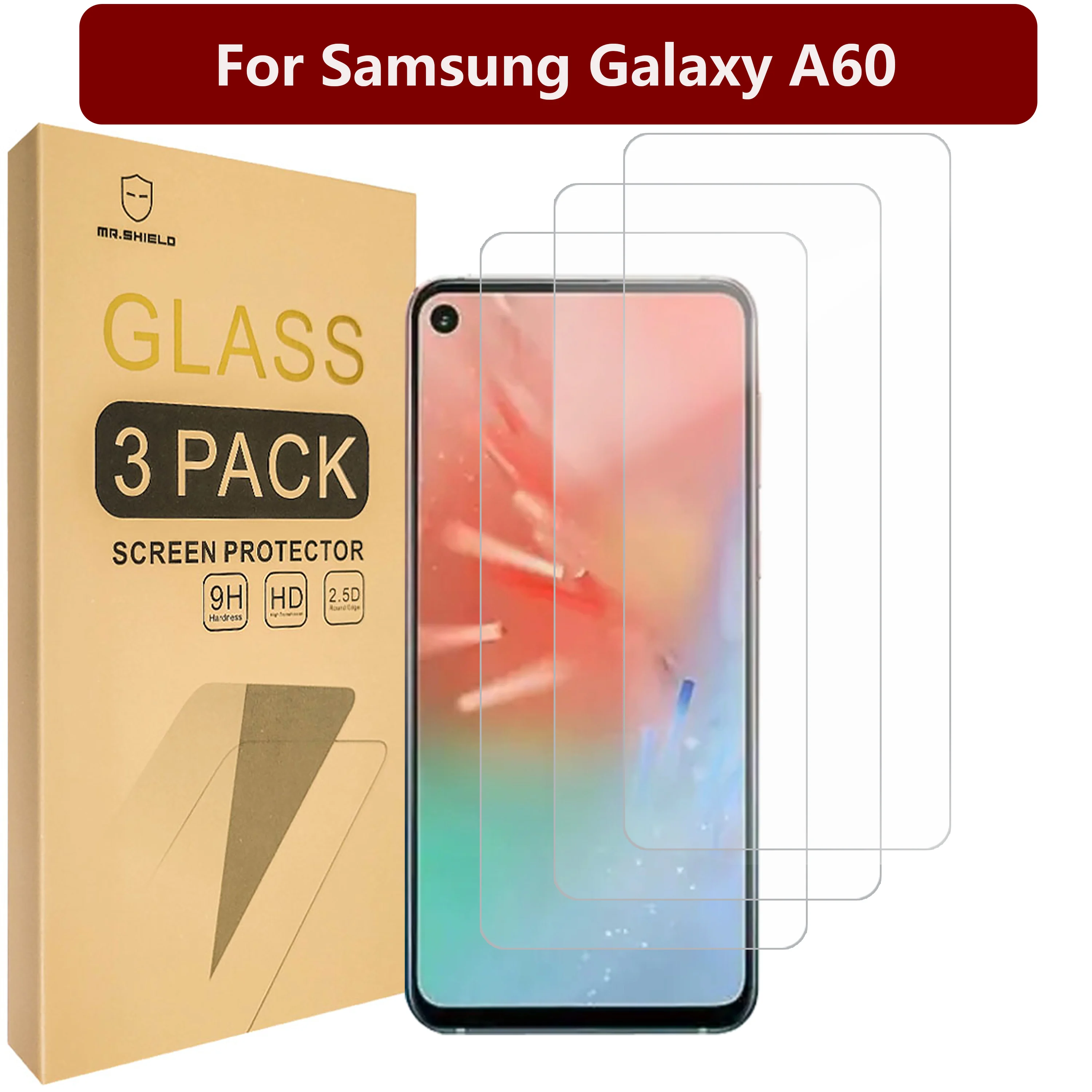 

Защитная пленка Mr.Shield [3 шт. в упаковке] для Samsung Galaxy A60 [закаленное стекло]
