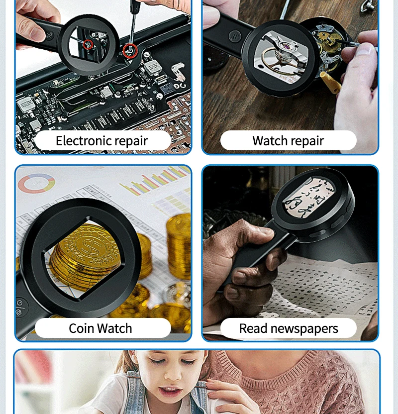 Digital microscope, handheld high-definition electronic magnifying glass for ide