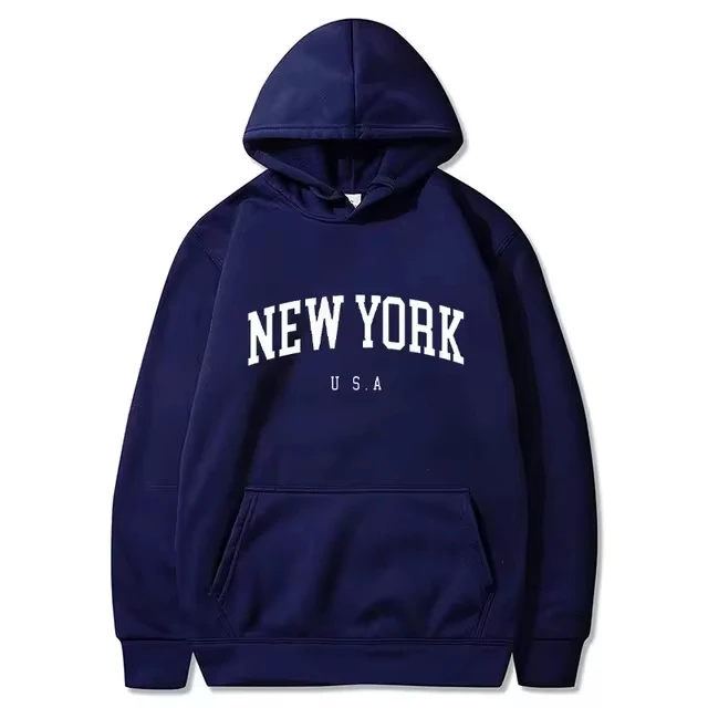 Sudaderas con capucha de la ciudad de Nueva York para hombres y mujeres, sudaderas con estampado de letras, sudaderas gráficas, jersey con capucha Harajuku informal suelto, ropa deportiva