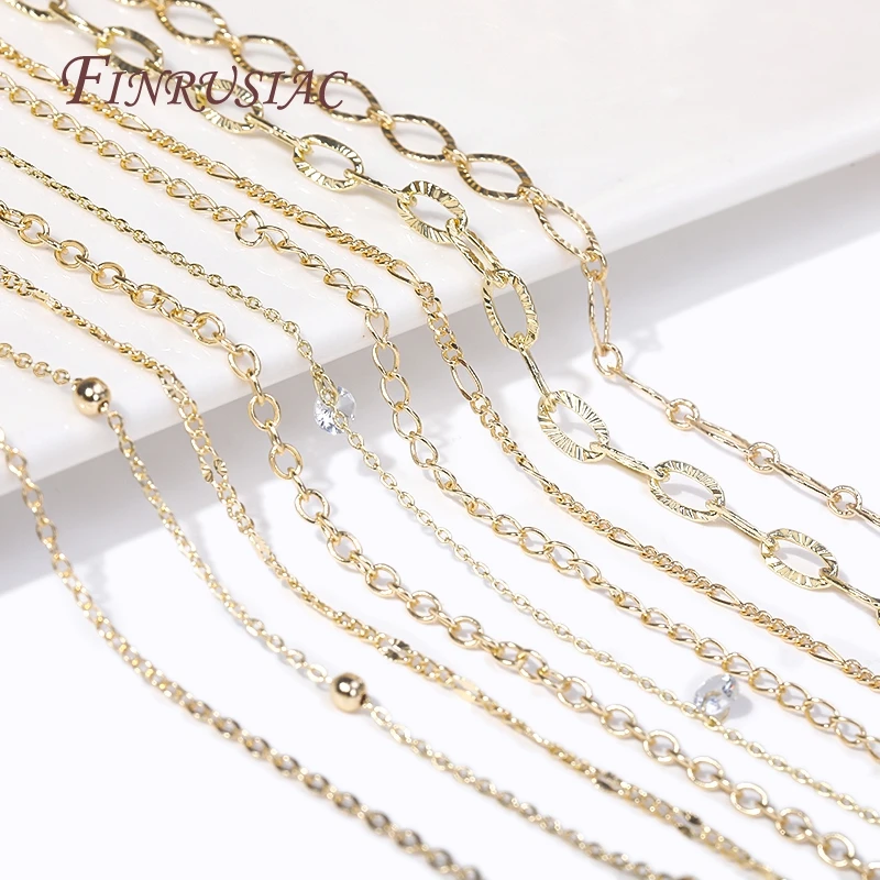 

Multi Styles Metal Bulk Chains Wholesale High Quality 14K Gold Plated Spool Chains For DIY Handmade Jewellery Making Supplies