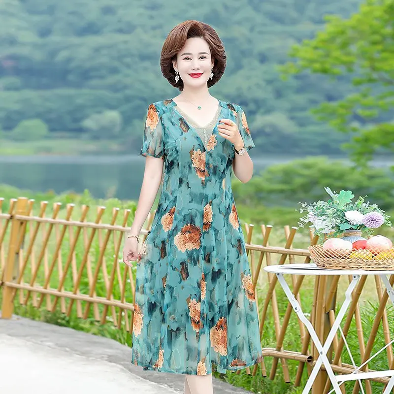 Chiffon Dresses Casual Floral Dresses Short Floral Women Summer