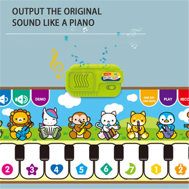 Kids Music Mat Floor Piano Keyboard Mat Baby Music Blanket Touch Play Mat Early Educational Toys for3 4 5 6 Years Old Girls Boys 3