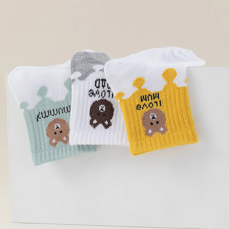 5Pairs/set Baby Socks Low Cut Stretch Ankle Sock Cute Bear Infant Socks for Newborn Toddler Boys Girls Baby Sock 1-5Y