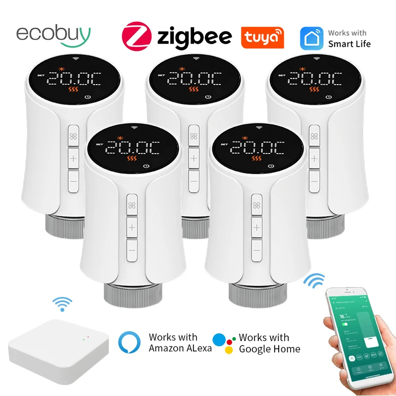 หัววาล์วหม้อน้ำแบบเทอร์โมสแตติก Tuya zigbee 3.0 เชื่อมต่อวาล์วเทอร์โมสแตติก วาล์วเทอร์โมสแตติกอัจฉริยะ ตัวควบคุมอุณหภูมิ 1