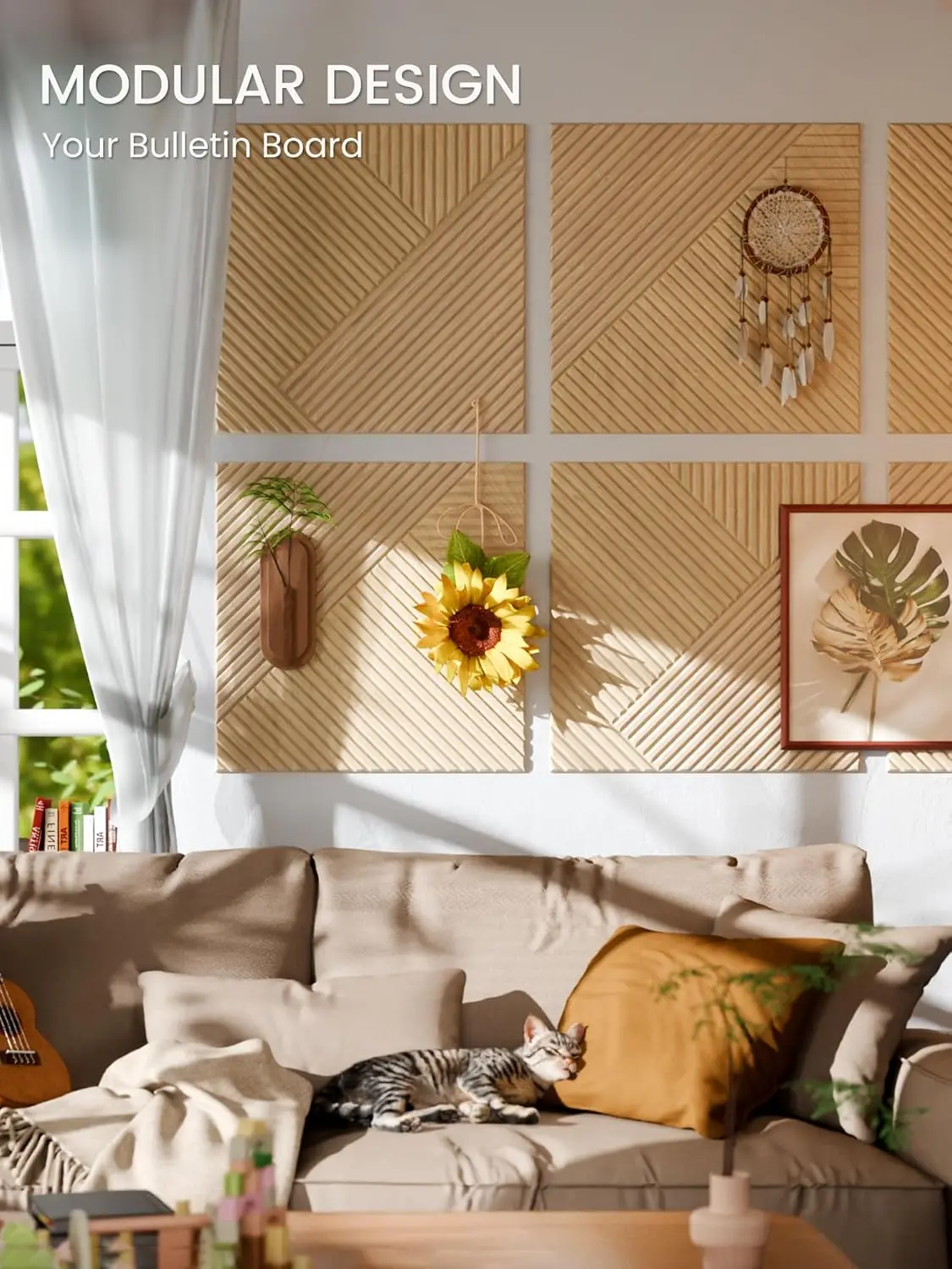 Large Felt Bulletin Board,Cork Board Alternative 70.87'' x 47.24'' Art Acoustical Wall Panels-6 Pack with 60 Adhesive Tabs,for R