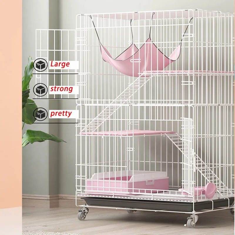 85x60x70cm THREE LAYERS LARGE price Pet cat cage villa indoor 3-tiers folded cattery articles cat house With roller