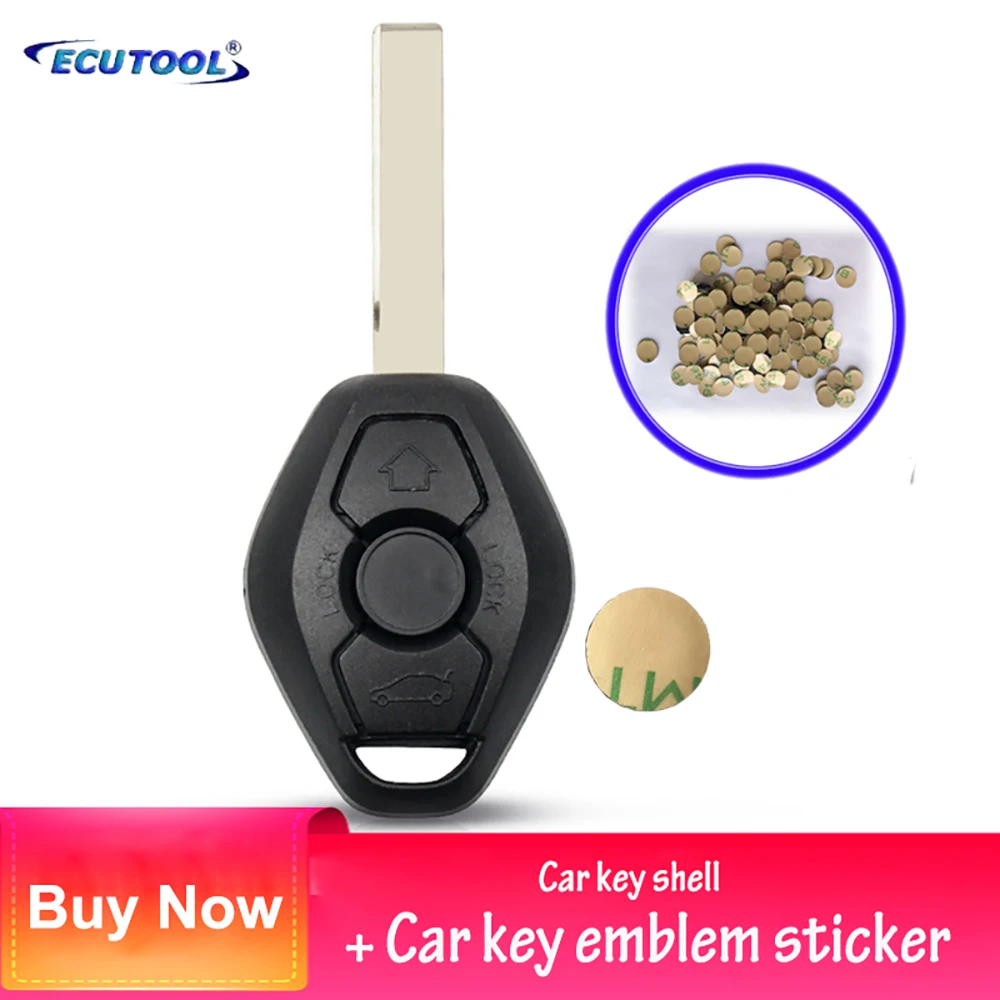 

Алмазный Корпус ключа для пульта BMW + металлическая наклейка-эмблема 11 мм алюминиевый круглый логотип для BMW 1999-2010 EWS CAS2 система HU92 лезвие