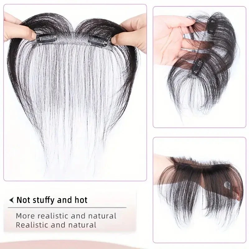 100% Real Human Hair Straight Hair Full Hand Crochet Bangs Wig Universal for All Types and Skin Colors