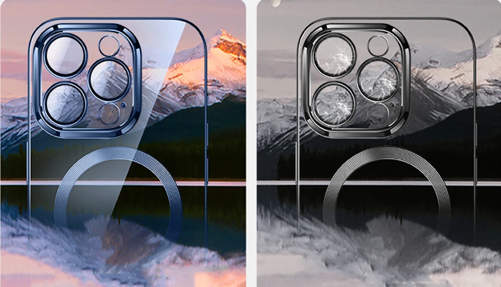 Original Magnet Plating Magnetism Case For Iphone 17 Air 11 12 13 14 15 Plus 16 Pro Max Magsafe Clear Cover Camera Lens Protect