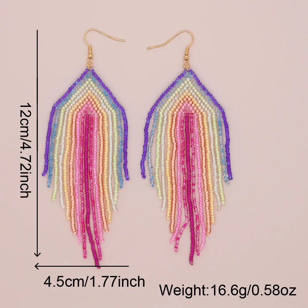 쌀 구슬 귀걸이 Tassel 다목적 디자인 색상 손 뜨개질 보헤미아 합금 패션 간단한 기하학 여성 페르시 귀걸이