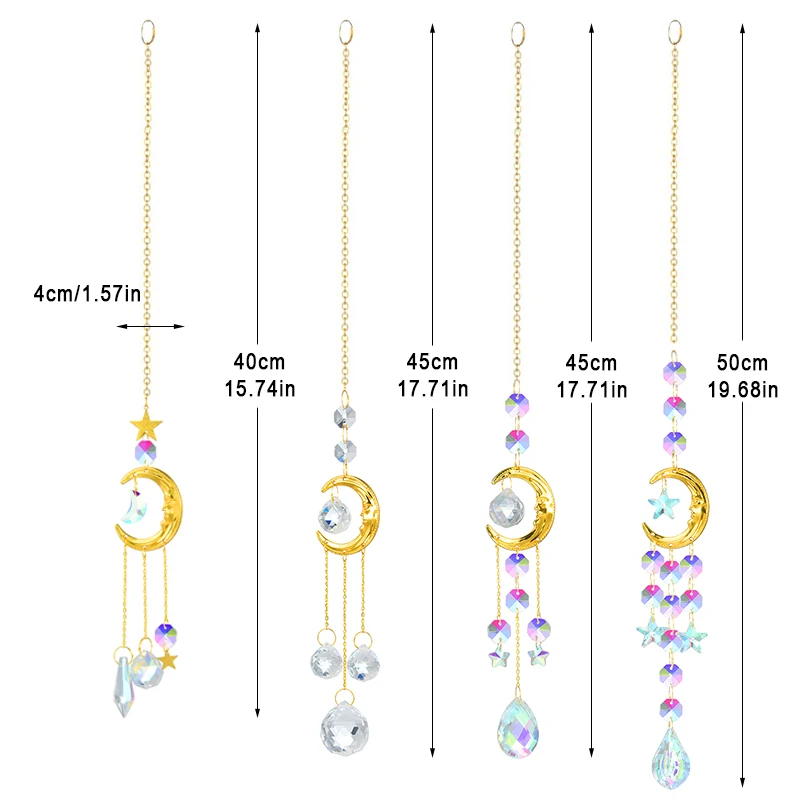 Wind Chime 1 Piece Crystal Suncatcher Bedroom Balcony Patio Sun Moon Prism Pendant Good Home Decorations