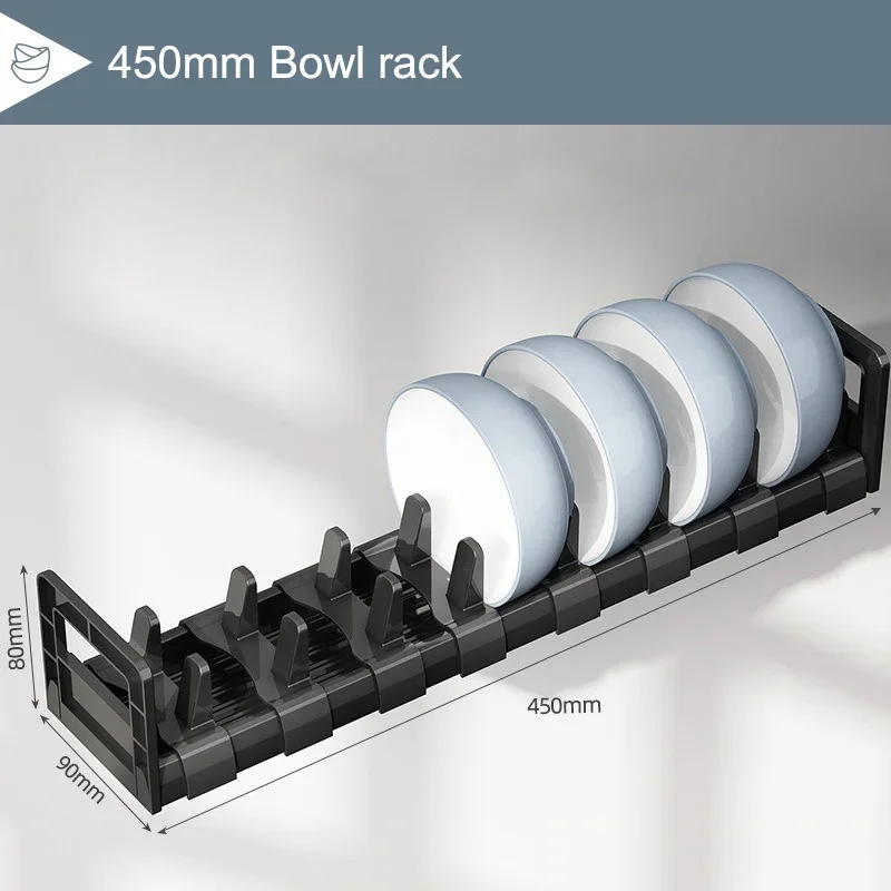 Kitchen Under Cabinet Bowl and Dish Rack Cabinet Drawer Storage Rack Plate Drying Rack Tableware Bowl Dish Partition Adjustable 6