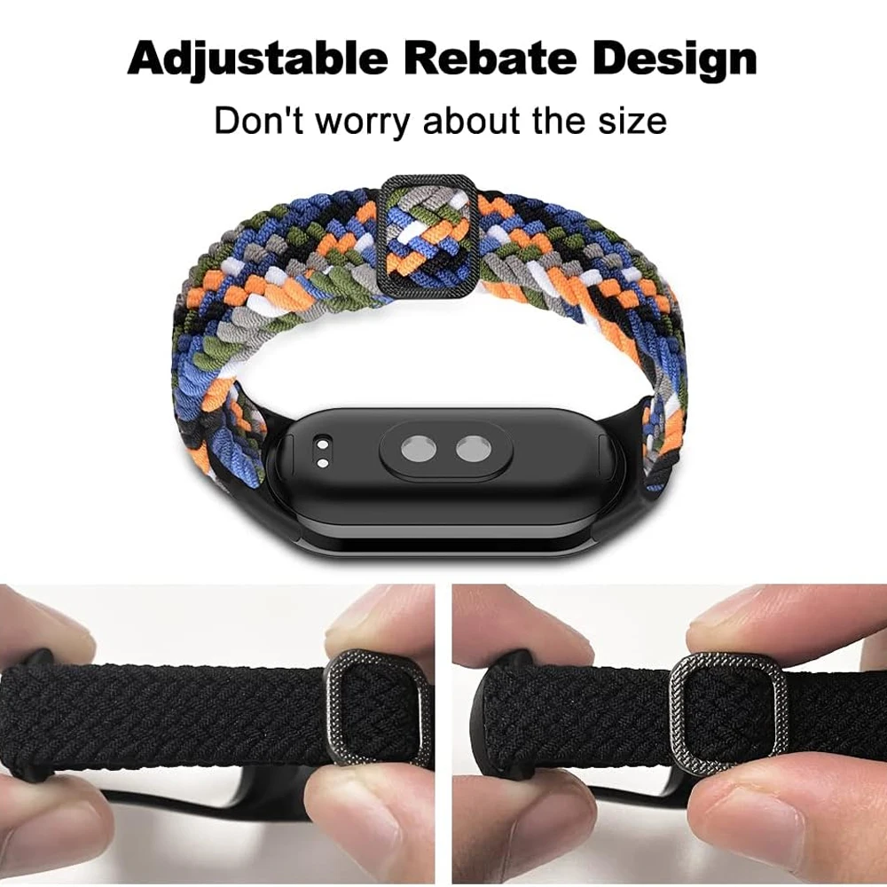 Correa trenzada Solo Loop para Xiaomi Mi Band 7 6 5 4, pulsera de repuesto  deportiva elástica de nailon ajustable para Xiaomi Band MiBand 7, Mi Band