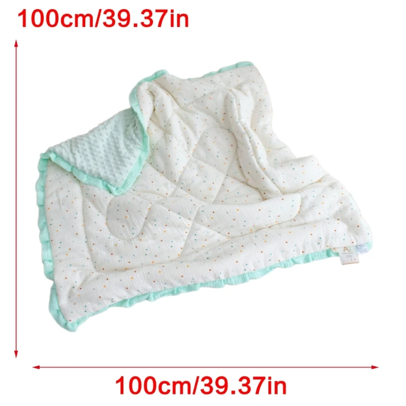Lovely Kids Cotton Quilt Comfortable Baby Throw Blanket with Delicate Lace Edging for Toddlers Crib or Strollers A2UB
