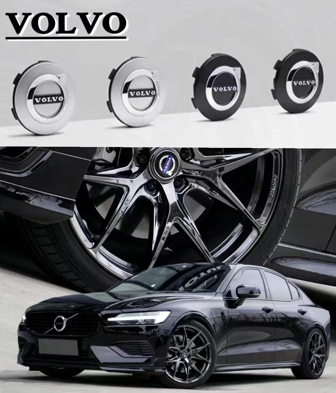 Car Hub Cap Wheel Rim Center Replace Cover 4Pcs For Volvo XC60 S60 V40 V50 V60 S80 S40 C30 AWD C70 S40 S60 S80 S90 T6 V70 V9 wheel center caps