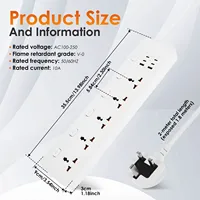 ปลั๊กพ่วงอเนกประสงค์พร้อมช่องเสียบ USB 6 ช่อง ปลั๊ก 5 ทาง สายต่อ 2 เมตร ปลั๊กไฟ AC พร้อมสวิตช์แยกอิสระสำหรับบ้านและหอพัก 2