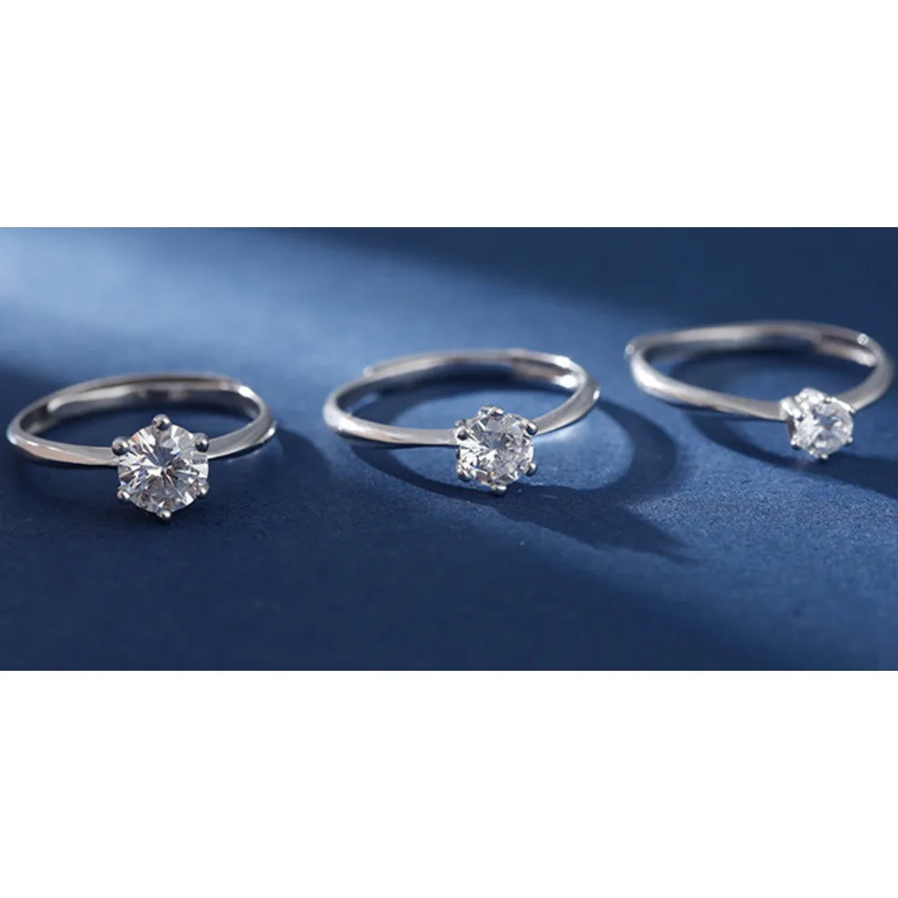 Wanying Six Claw Diamond S Pure Silver Gift Wedding Ring Light Luxury Simple Fashion Jewelry_voghion.com